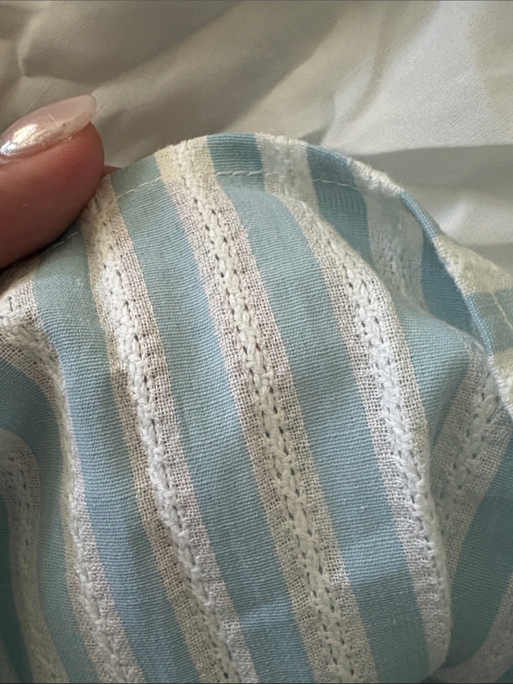 Women’s XS Prosperina Summer Light Blue Stripe Tie-Waist Dress Cotton Brand New - Picture 9 of 9